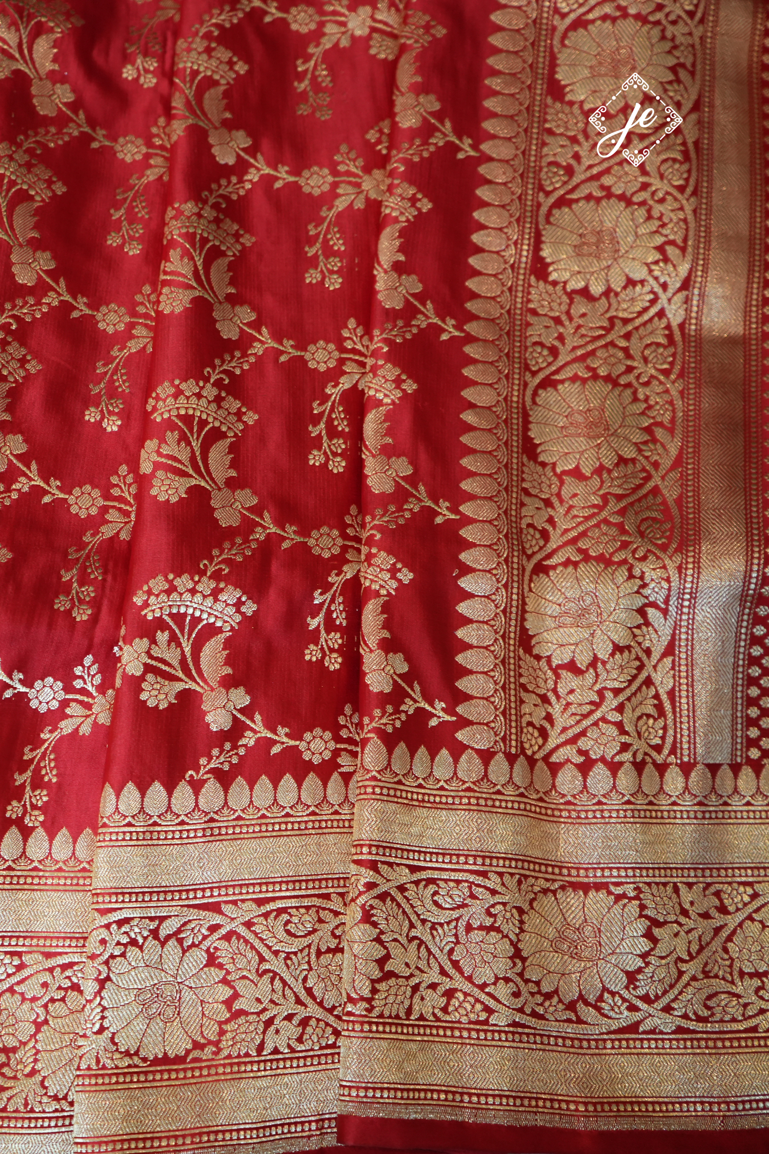 Red Pure Silk Jaal Banarasi Saree