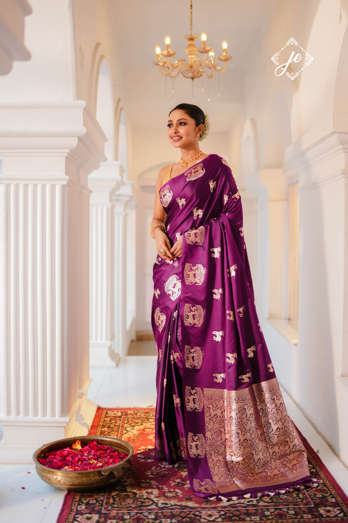 Purple Mashru Silk Banarasi Saree