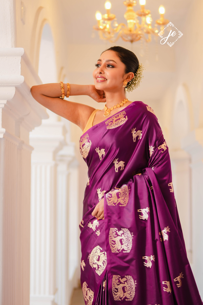 Purple Mashru Silk Banarasi Saree