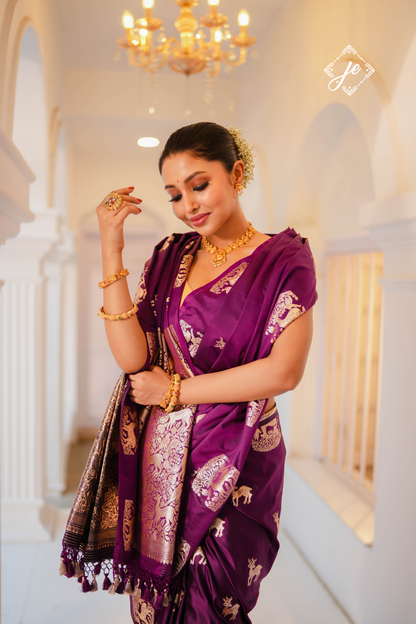 Purple Mashru Silk Banarasi Saree