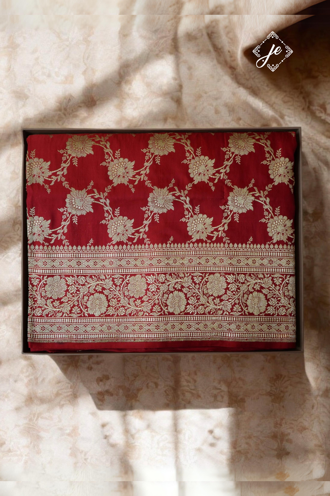 Red Pure Silk Jaal Handloom Banarasi Saree