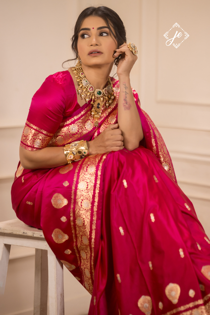 Rani Pink Mashru Silk Buti Banarasi Saree