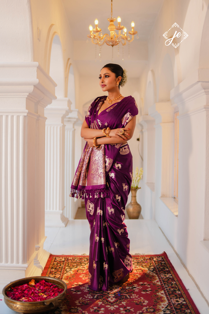 Purple Mashru Silk Banarasi Saree