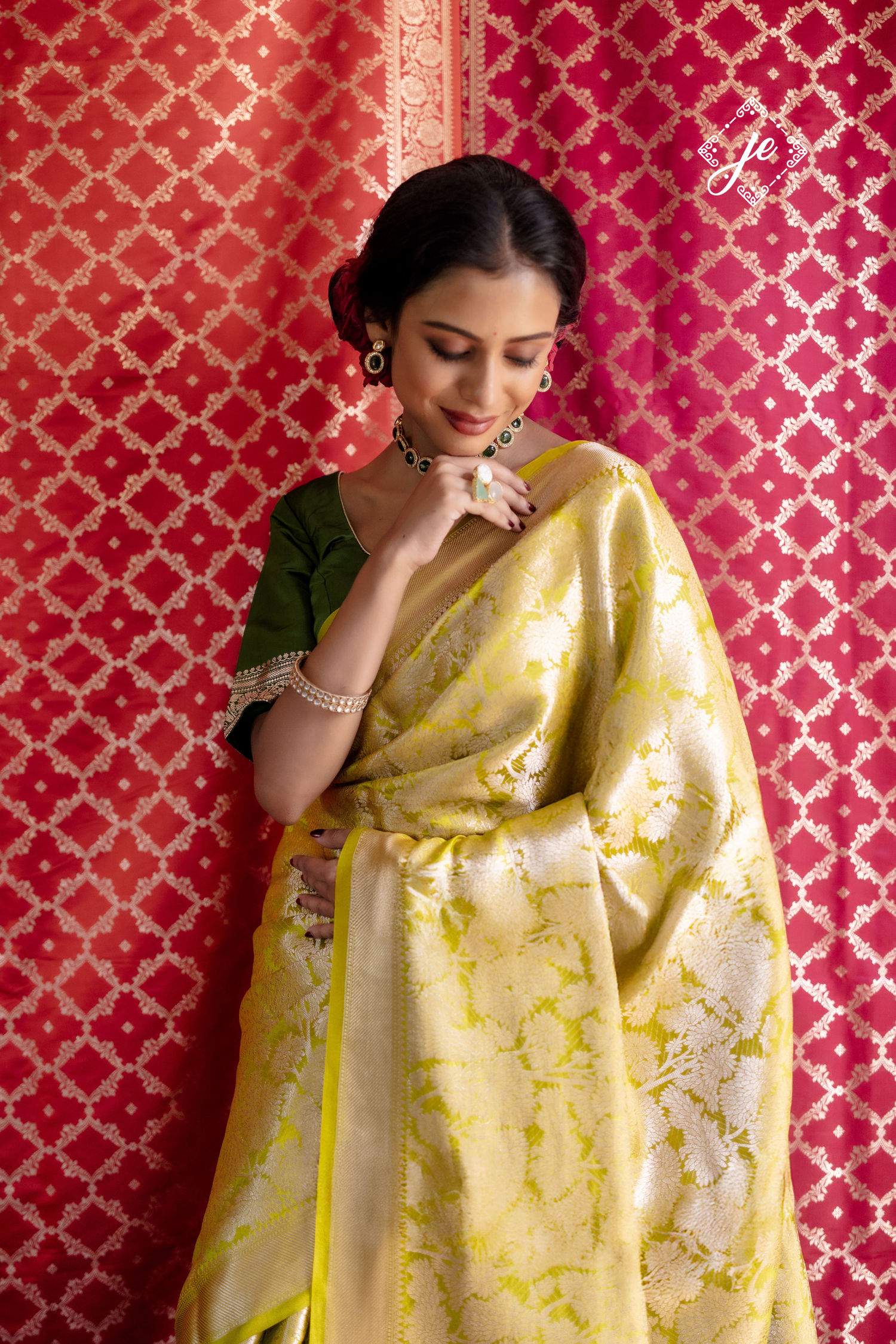 Dhaani Green Tissue Silk Banarasi Saree