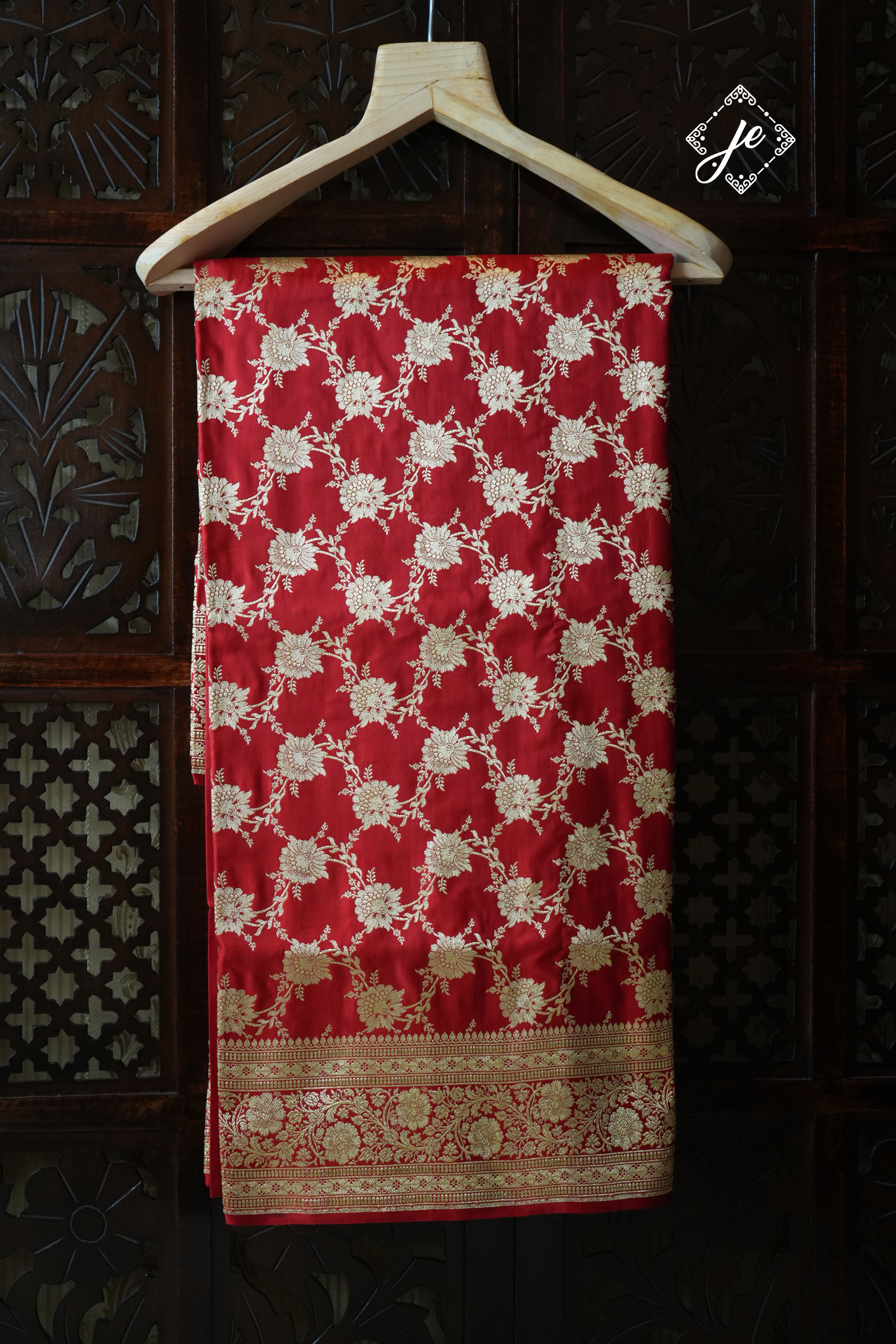 Red Pure Silk Jaal Banarasi Saree