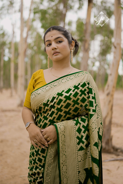 Green Pure Khaddi Banarasi Saree