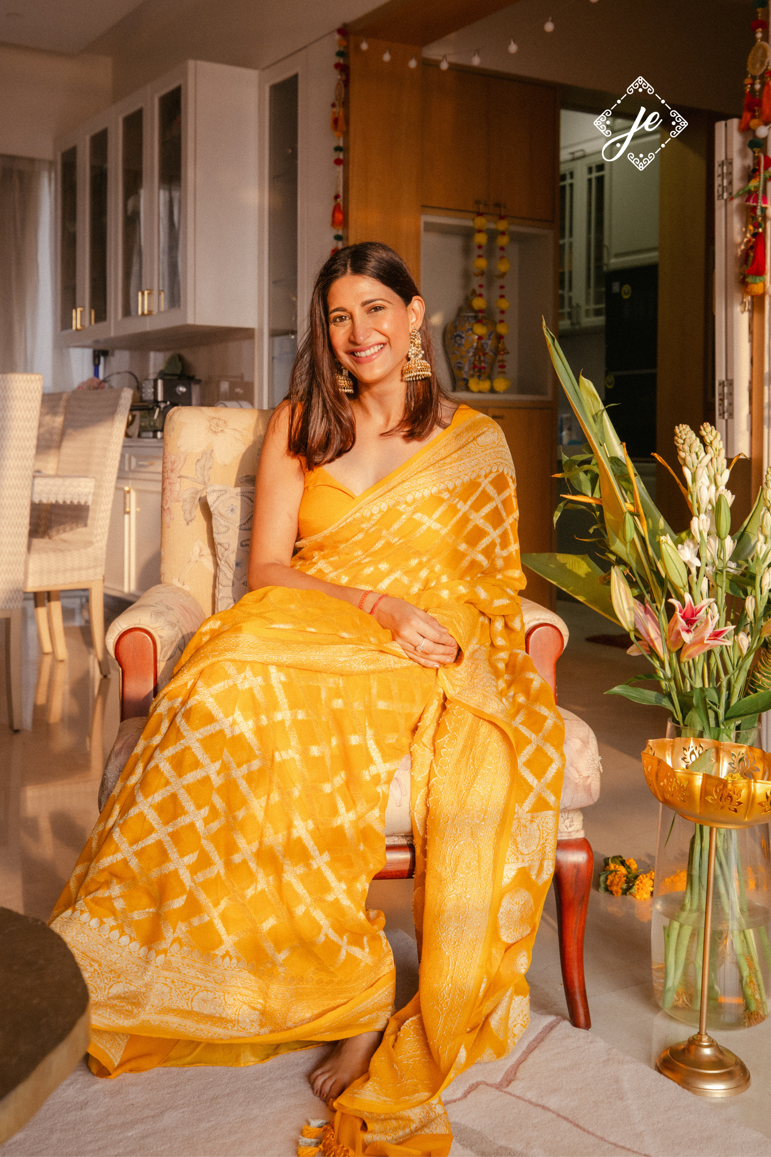 Yellow Pure Khaddi Banarasi Saree