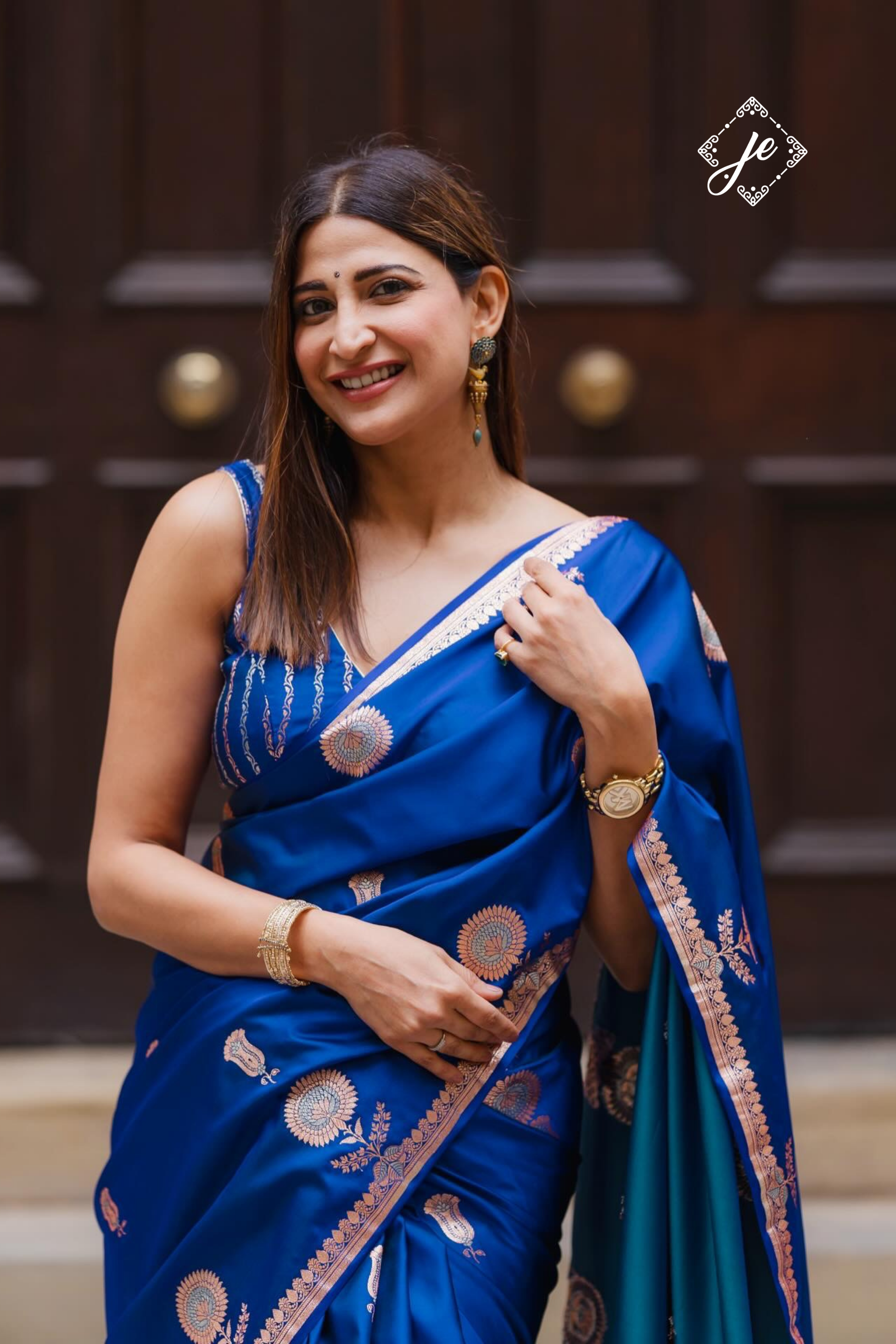Royal Blue Mashru Silk Banarasi Saree