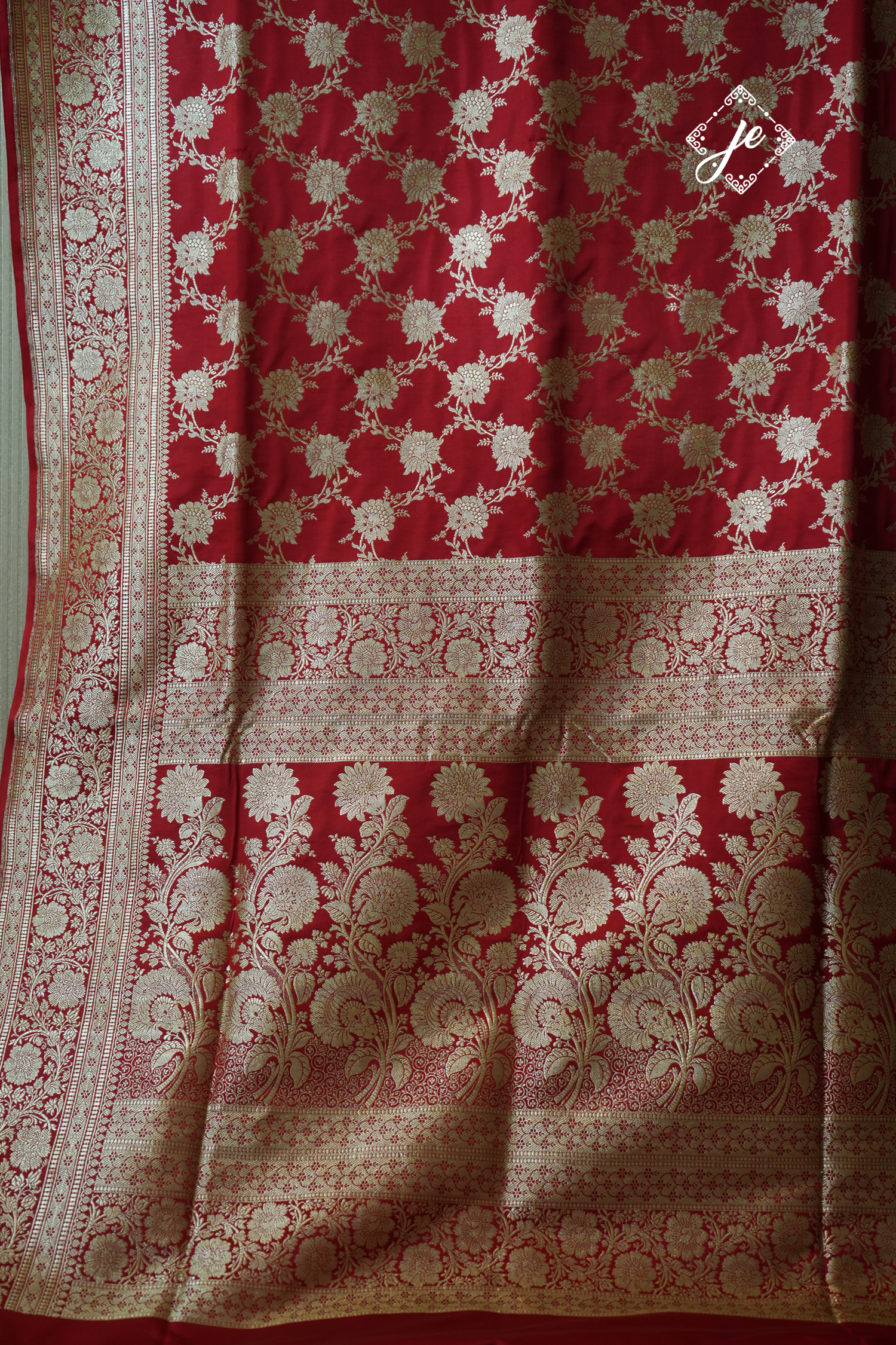 Red Pure Silk Jaal Banarasi Saree