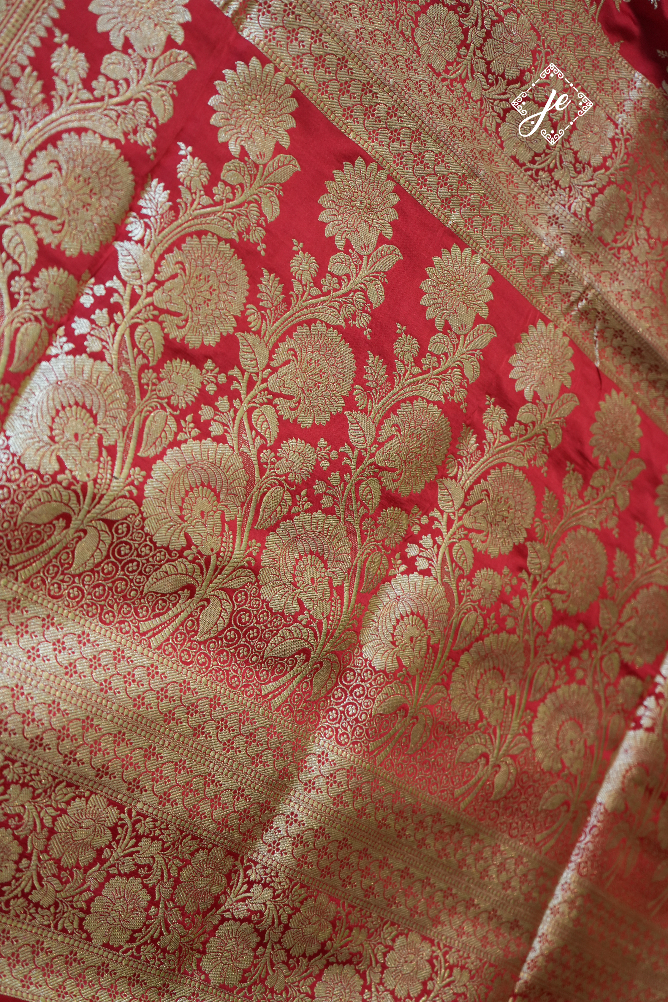 Red Pure Silk Jaal Banarasi Saree