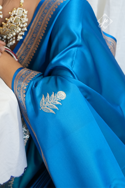 Blue Satin Silk Banarsi Saree