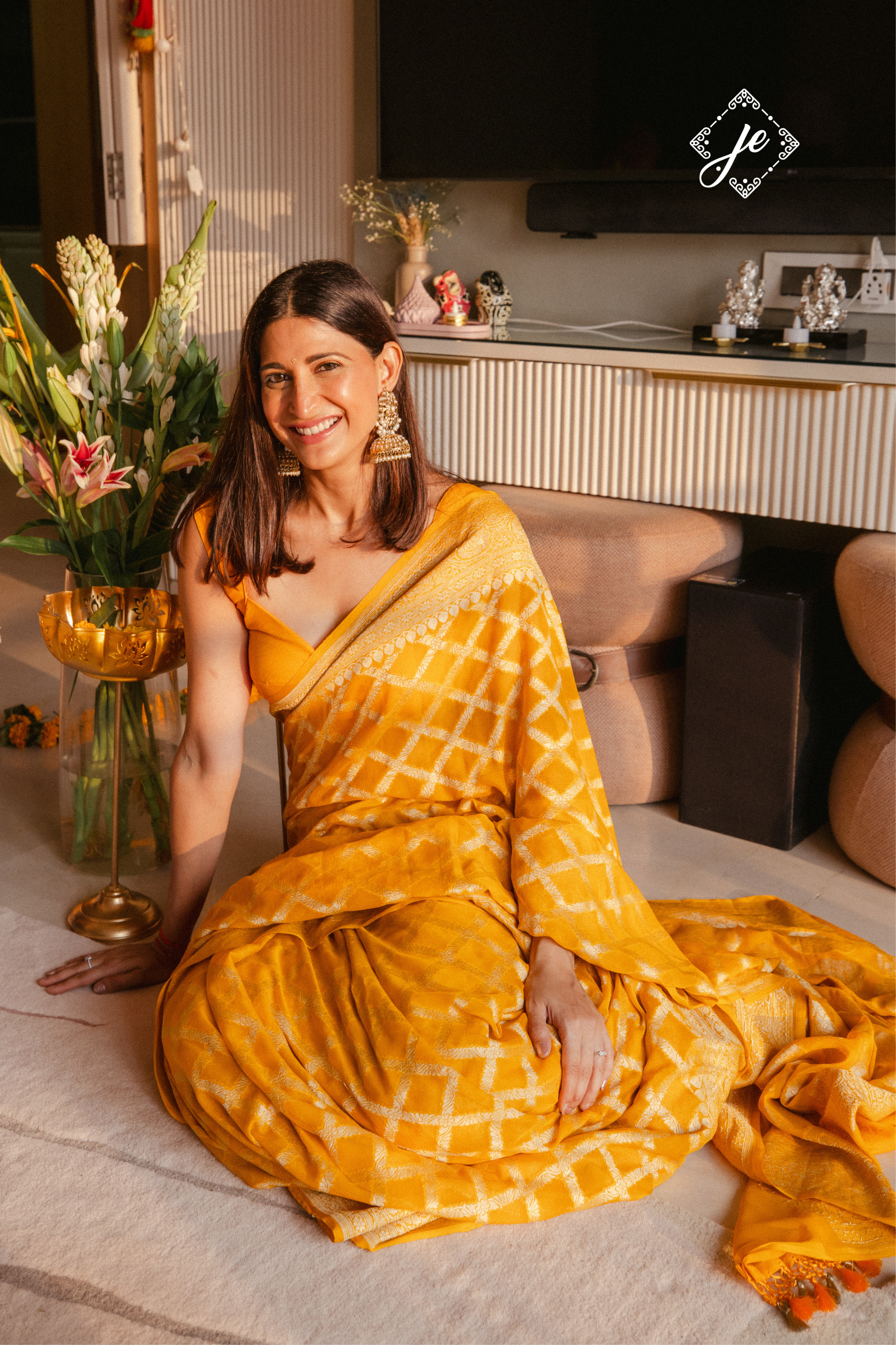 Yellow Pure Khaddi Banarasi Saree