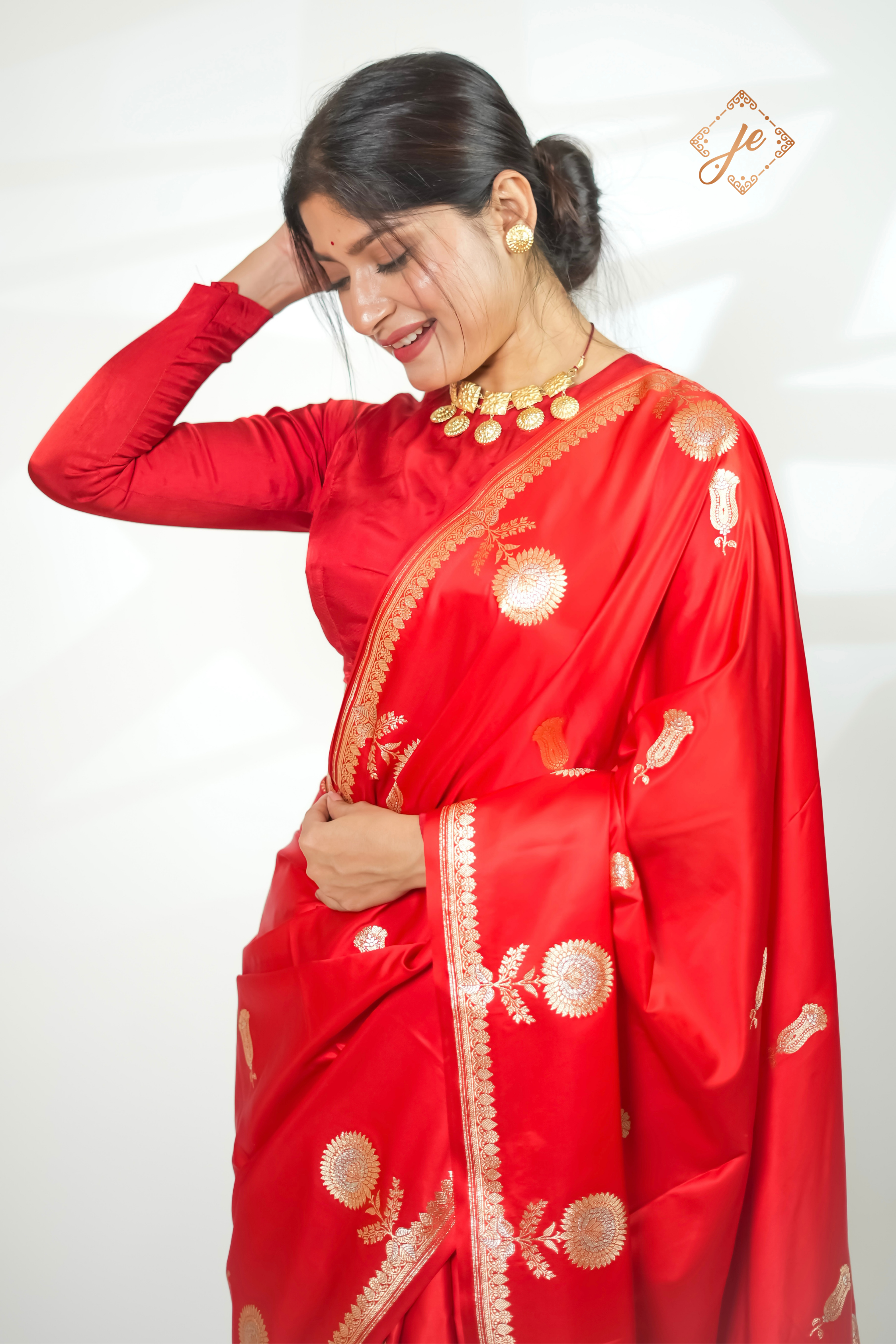 Red Mashru Silk Banarasi Saree
