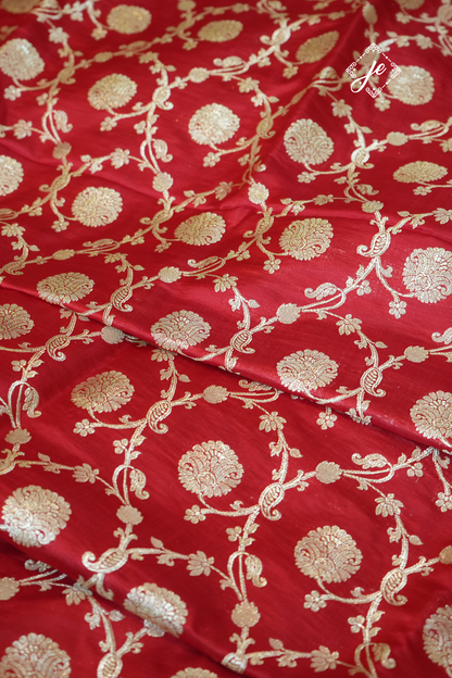 Red Pure Silk Jaal Banarasi Saree