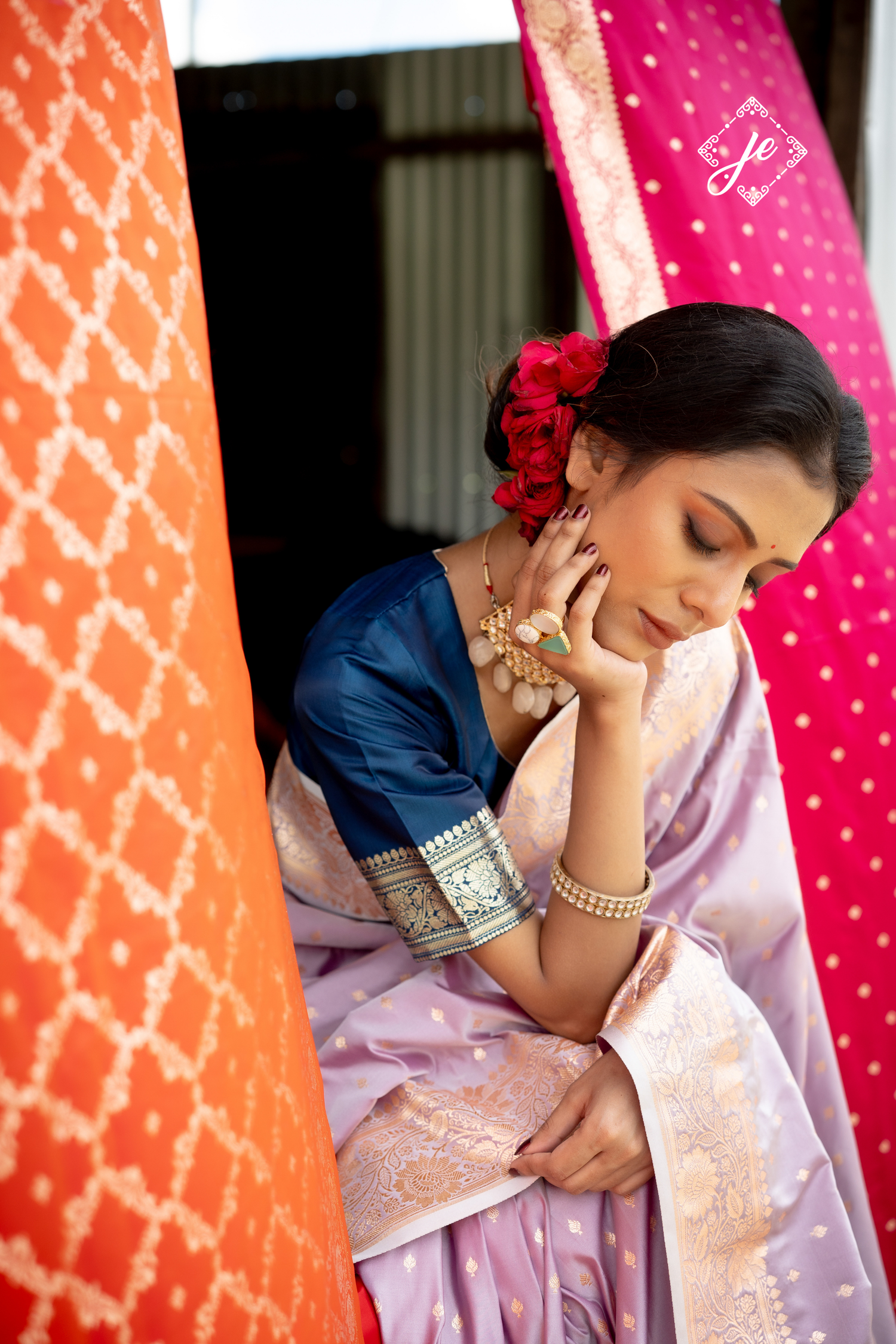 Lilac Satin Silk Buti Banarasi Saree