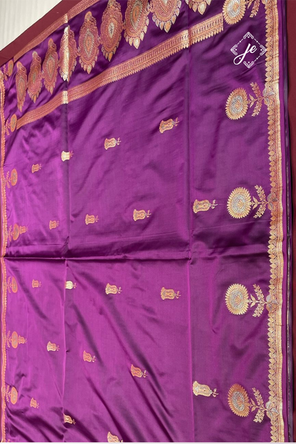 Purple Mashru Silk Banarasi Saree