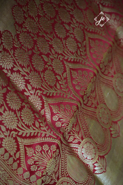 Red Pure Silk Jaal Banarasi Saree