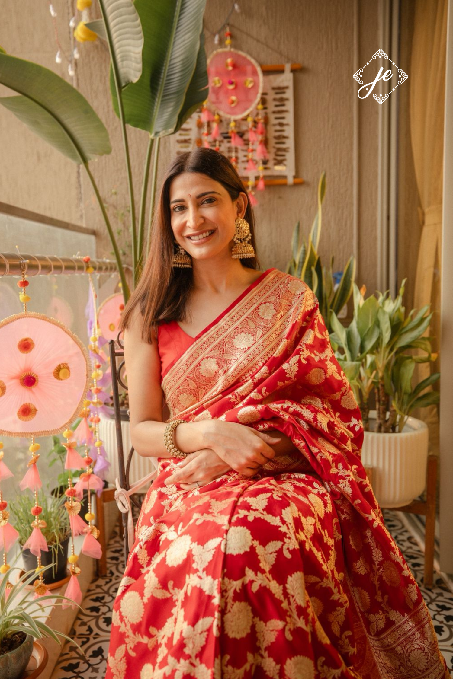 Red Pure Silk Jaal Handloom Banarasi Saree