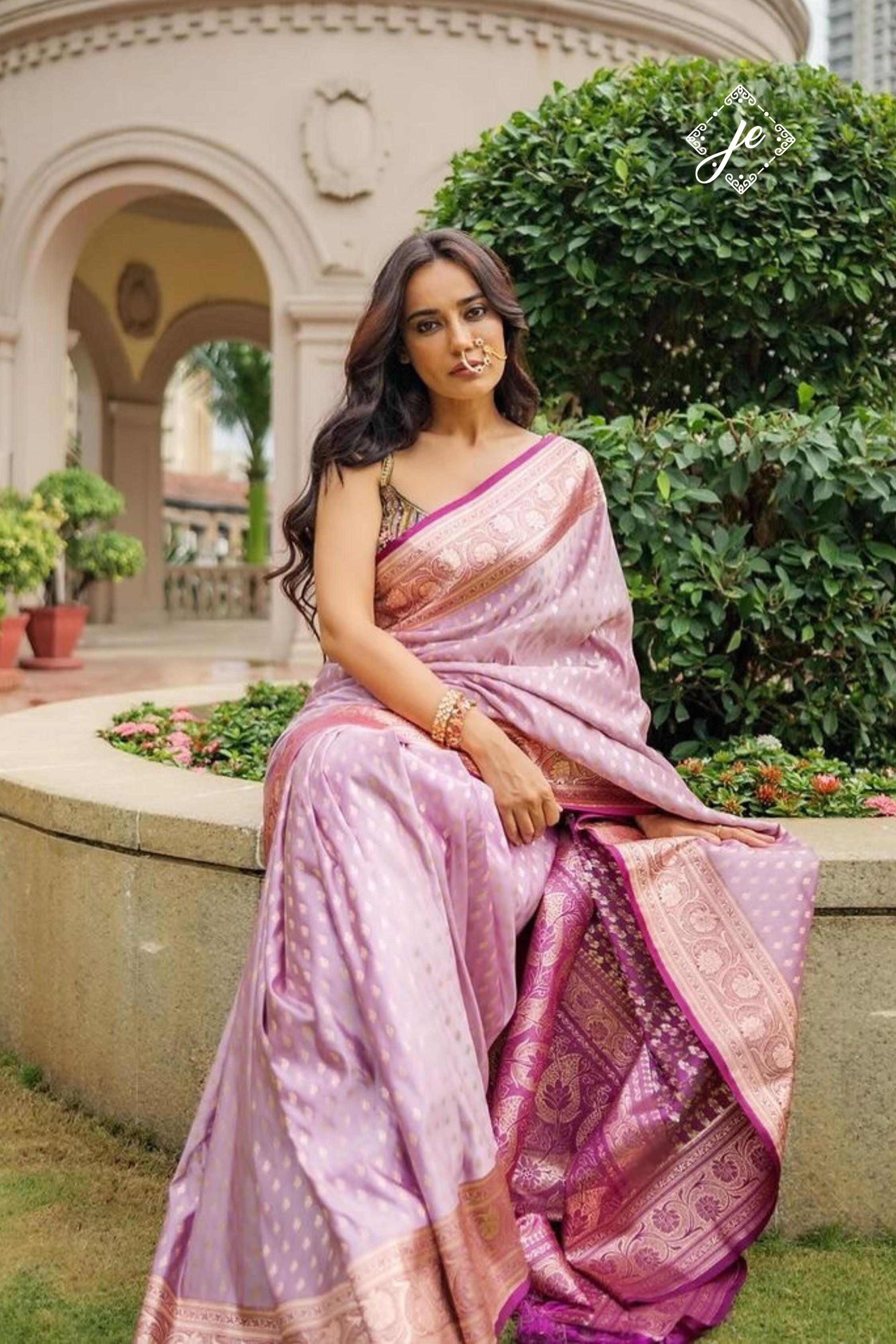 Onion Pink Satin Silk Butidar Banarasi Saree