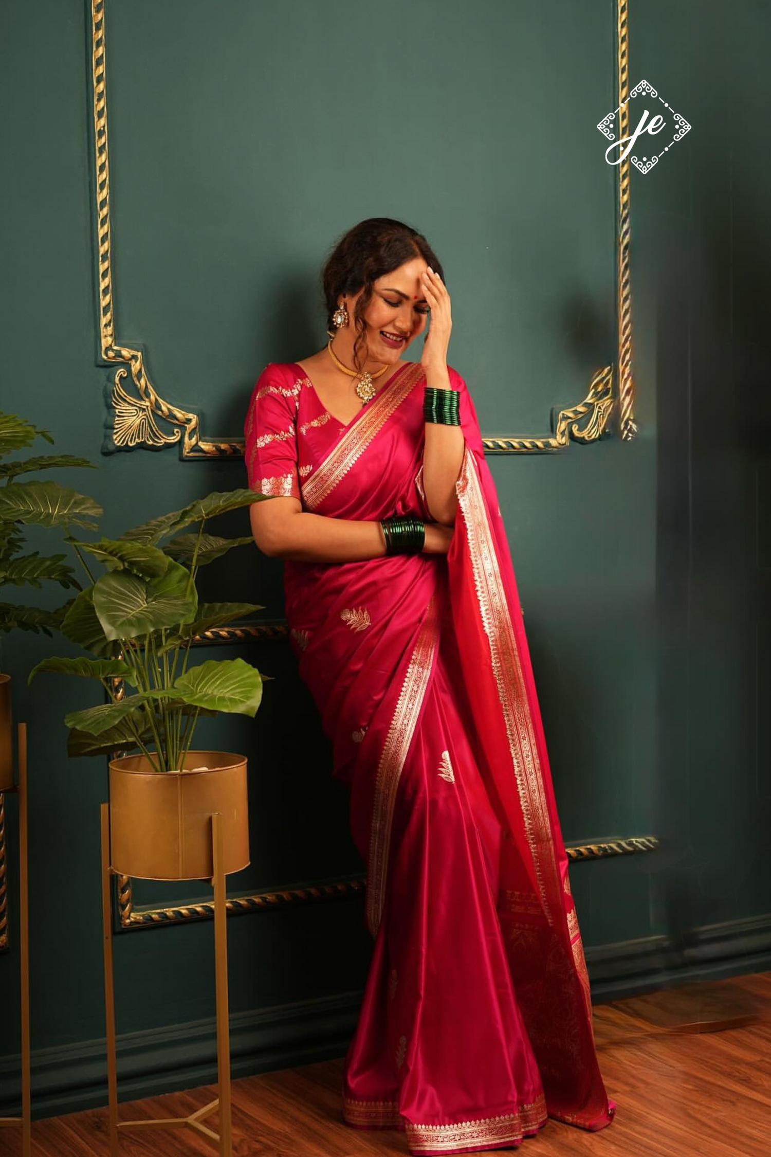 Rani Pink Satin Silk Banarasi Saree