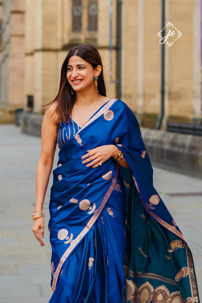 Royal Blue Mashru Silk Banarasi Saree