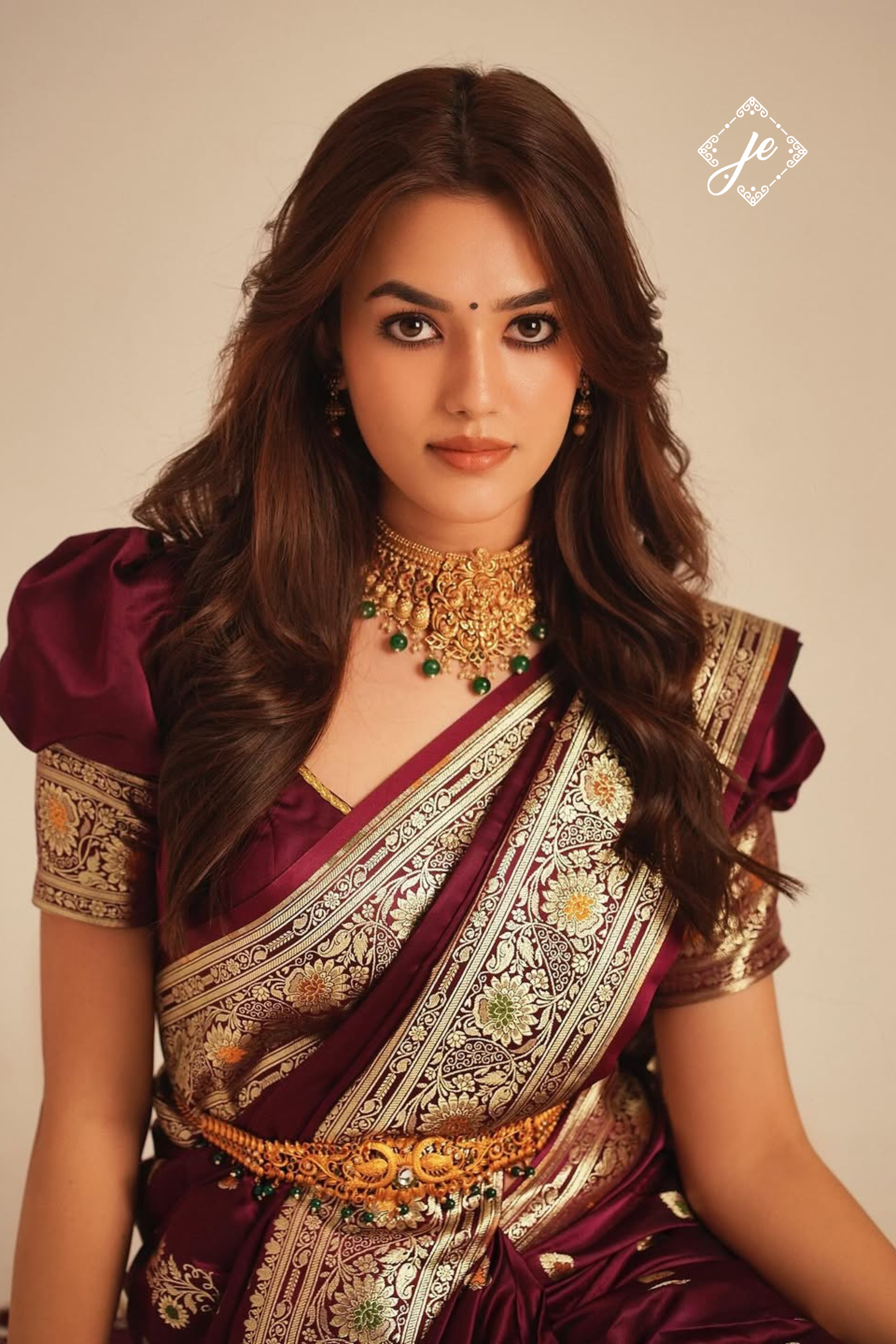 Wine Satin Silk Buti Meenakari Banarasi Saree