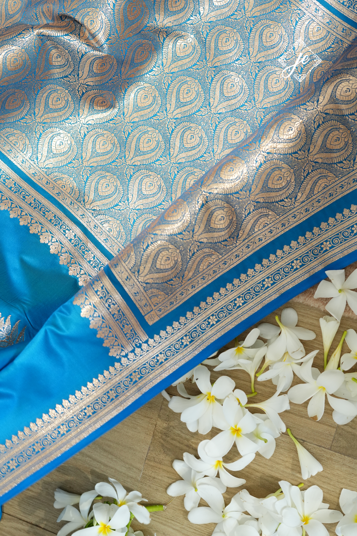 Blue Satin Silk Banarsi Saree