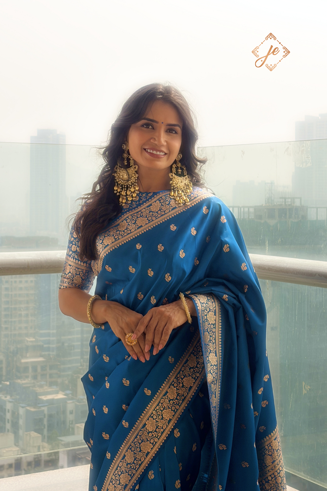 Blue Satin Silk Banarasi Saree
