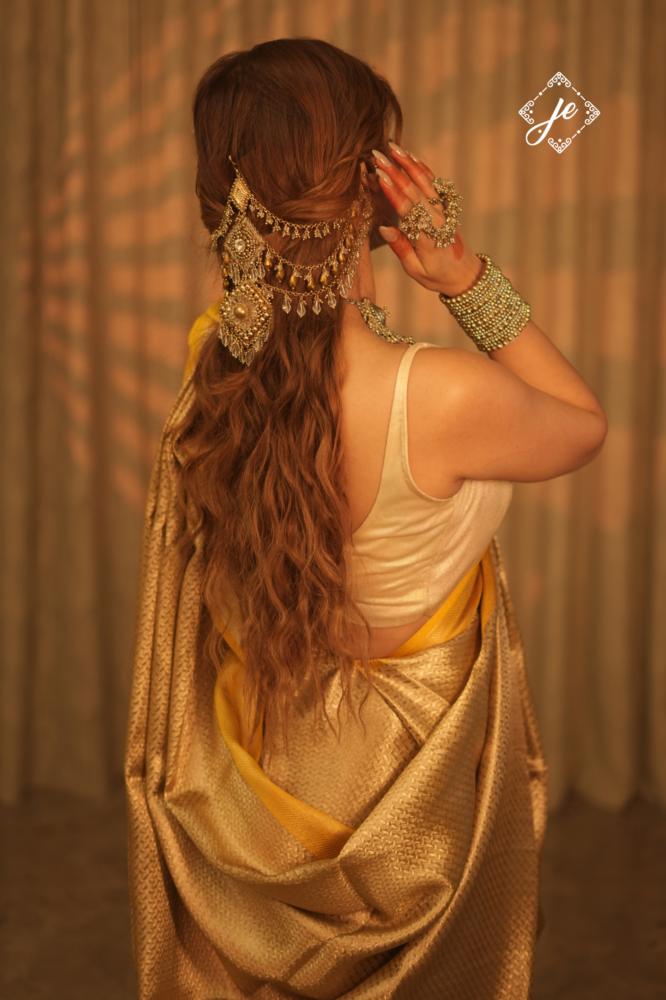 Beige Tissue Silk with Yellow Border Banarasi Saree