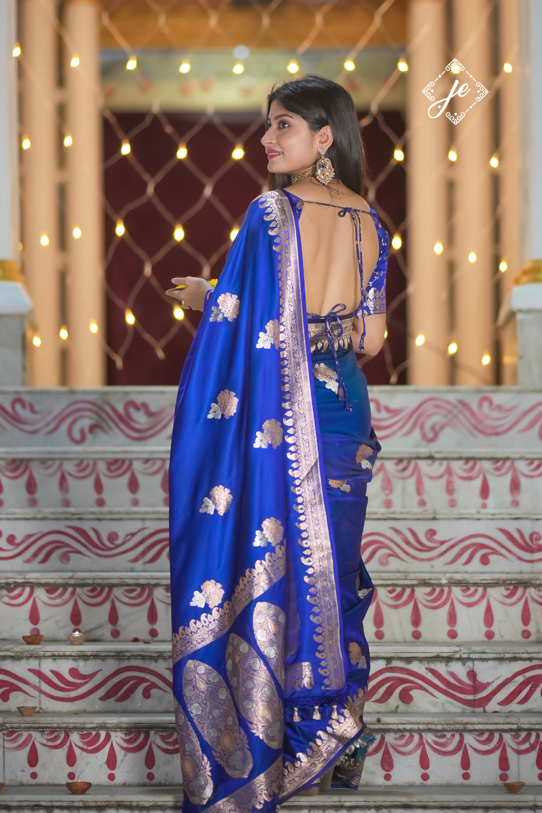 Blue Mashru Silk Banarasi Saree