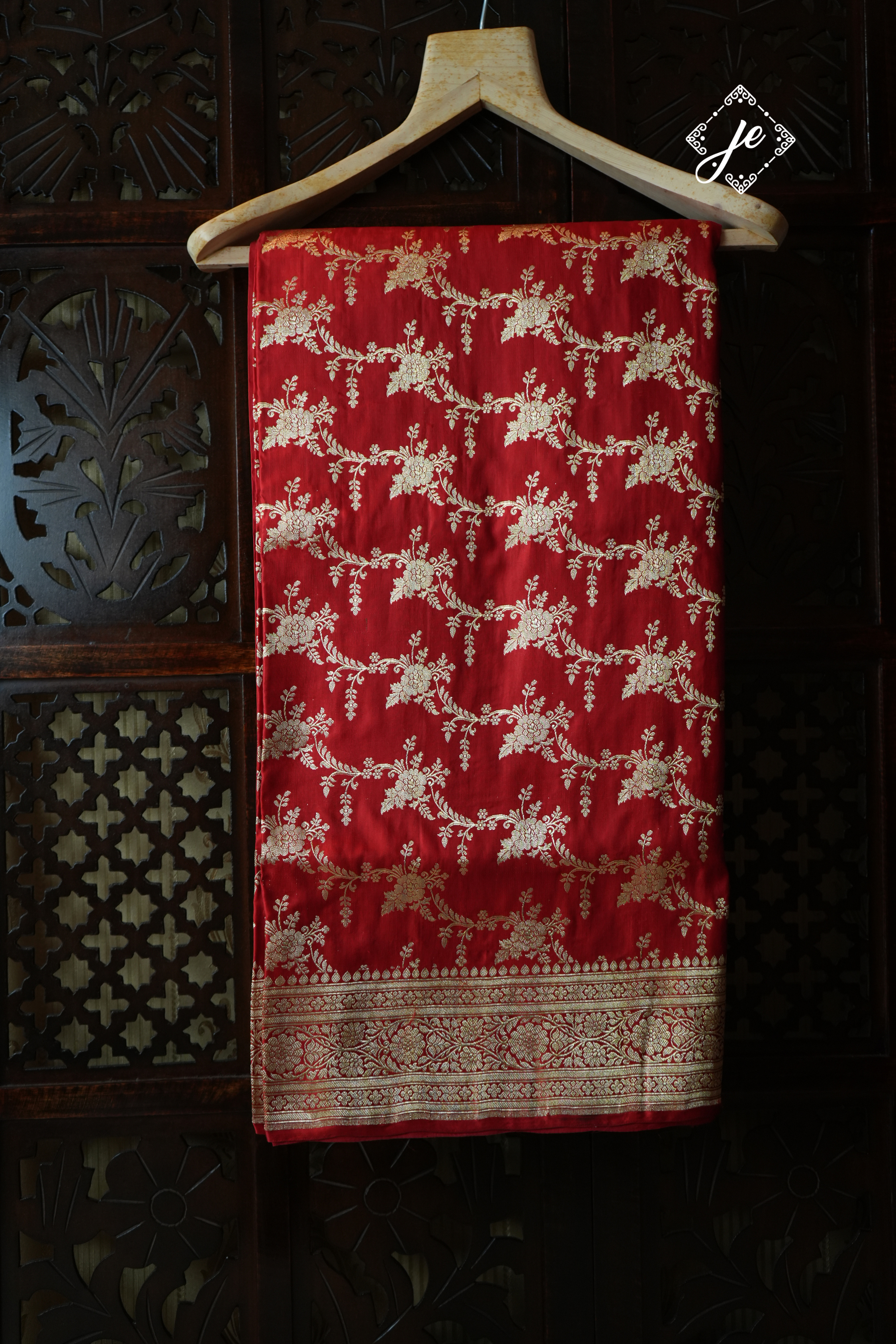 Red Pure Silk Jaal Banarasi Saree