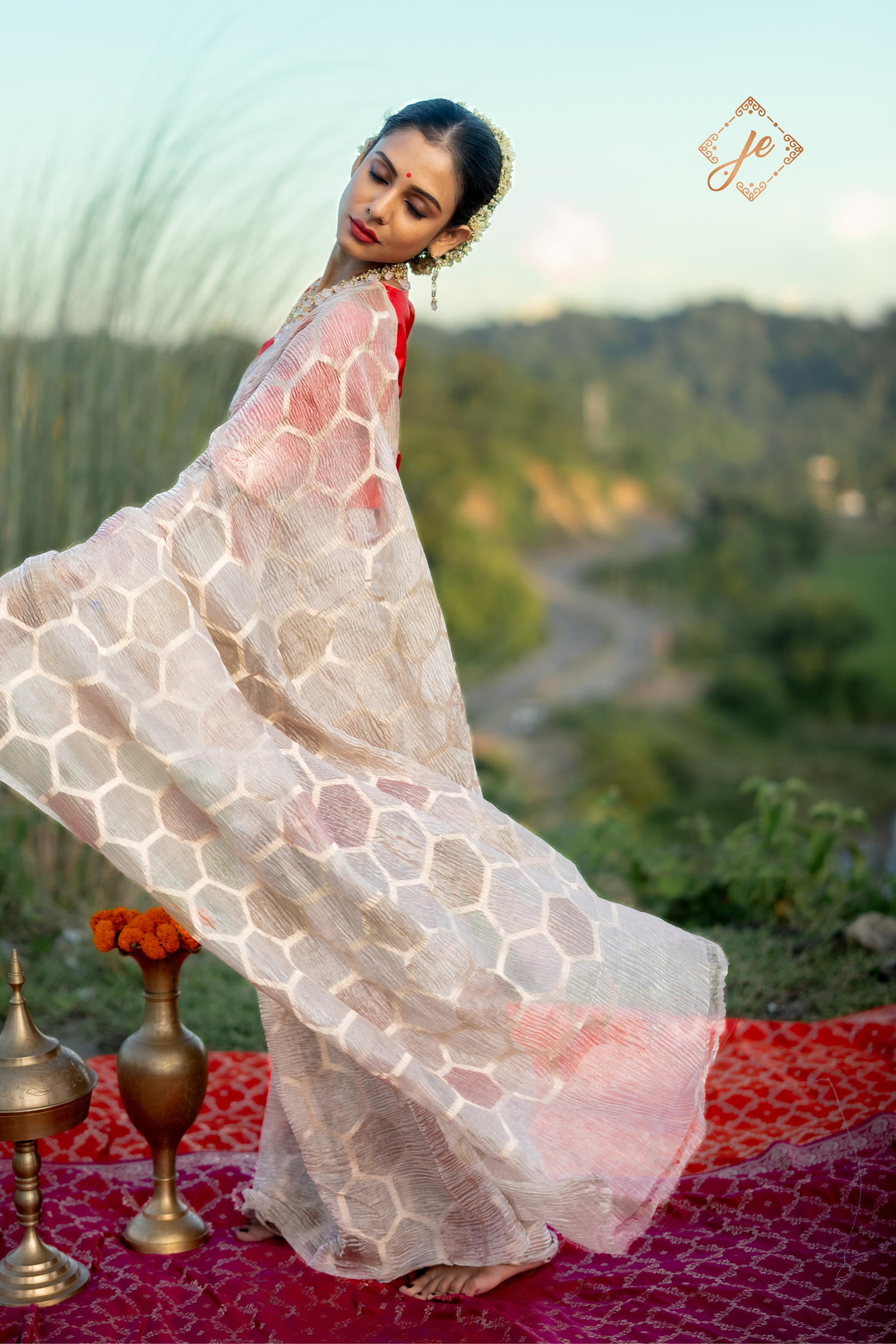 Beige Tissue Silk Banarasi Saree