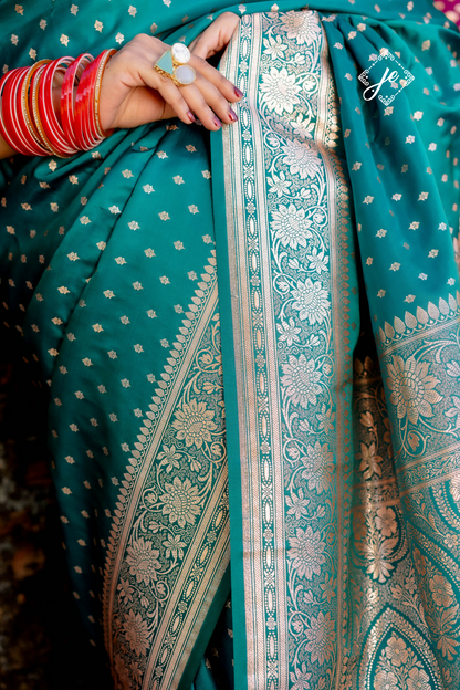 Rama Satin Silk Buti Banarasi Saree