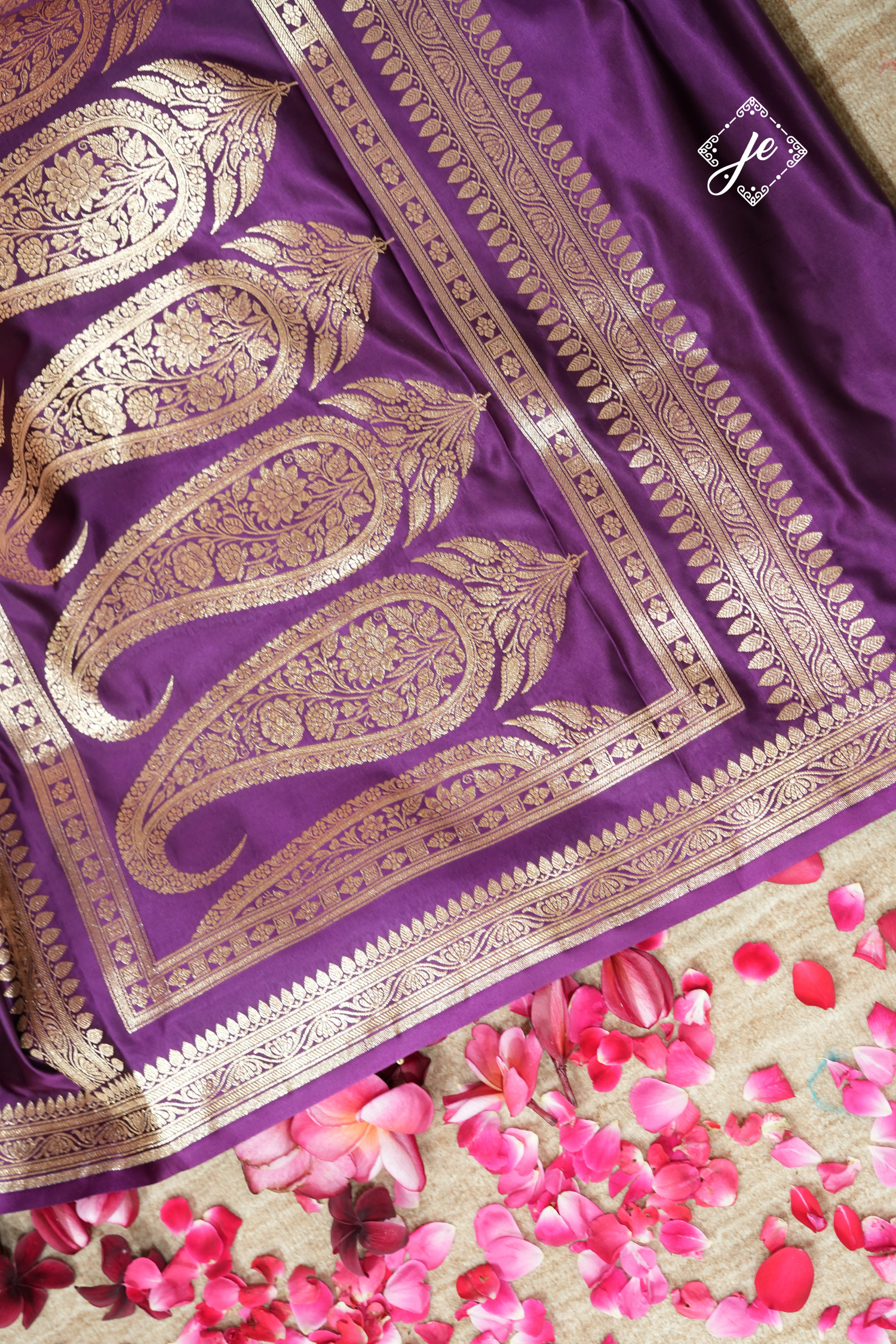 Purple Satin Silk Banarasi Saree