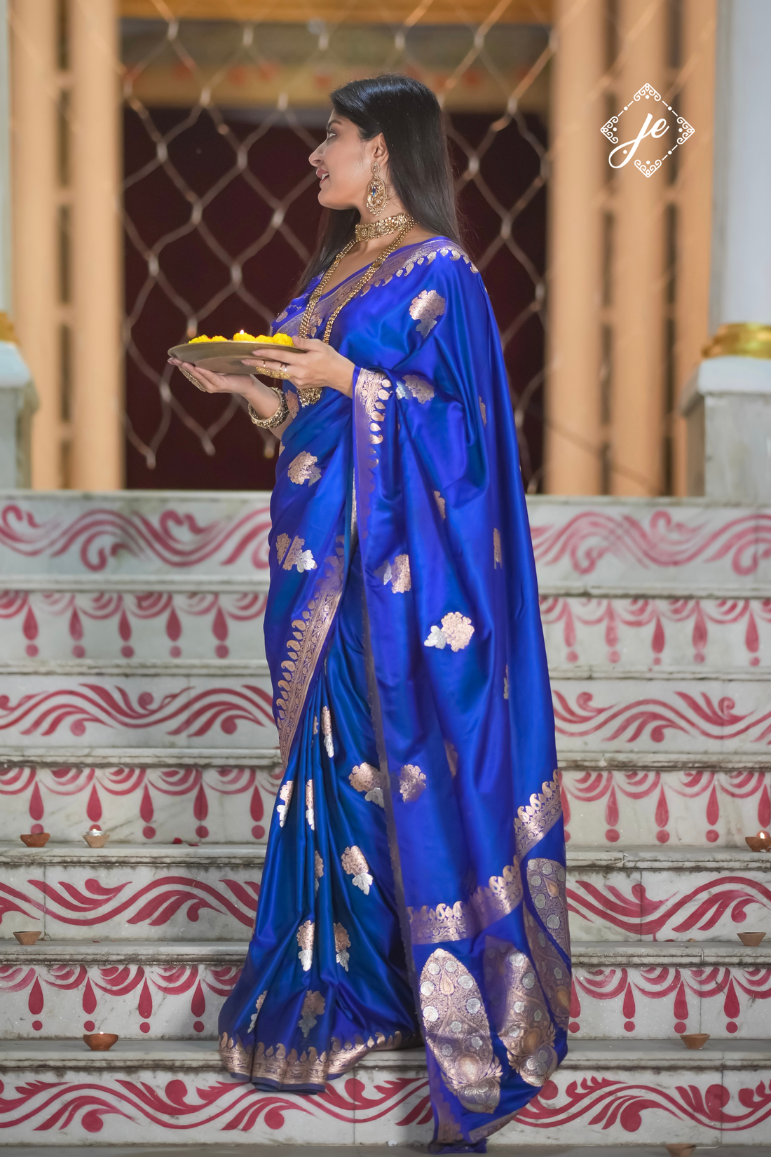 Blue Mashru Silk Banarasi Saree