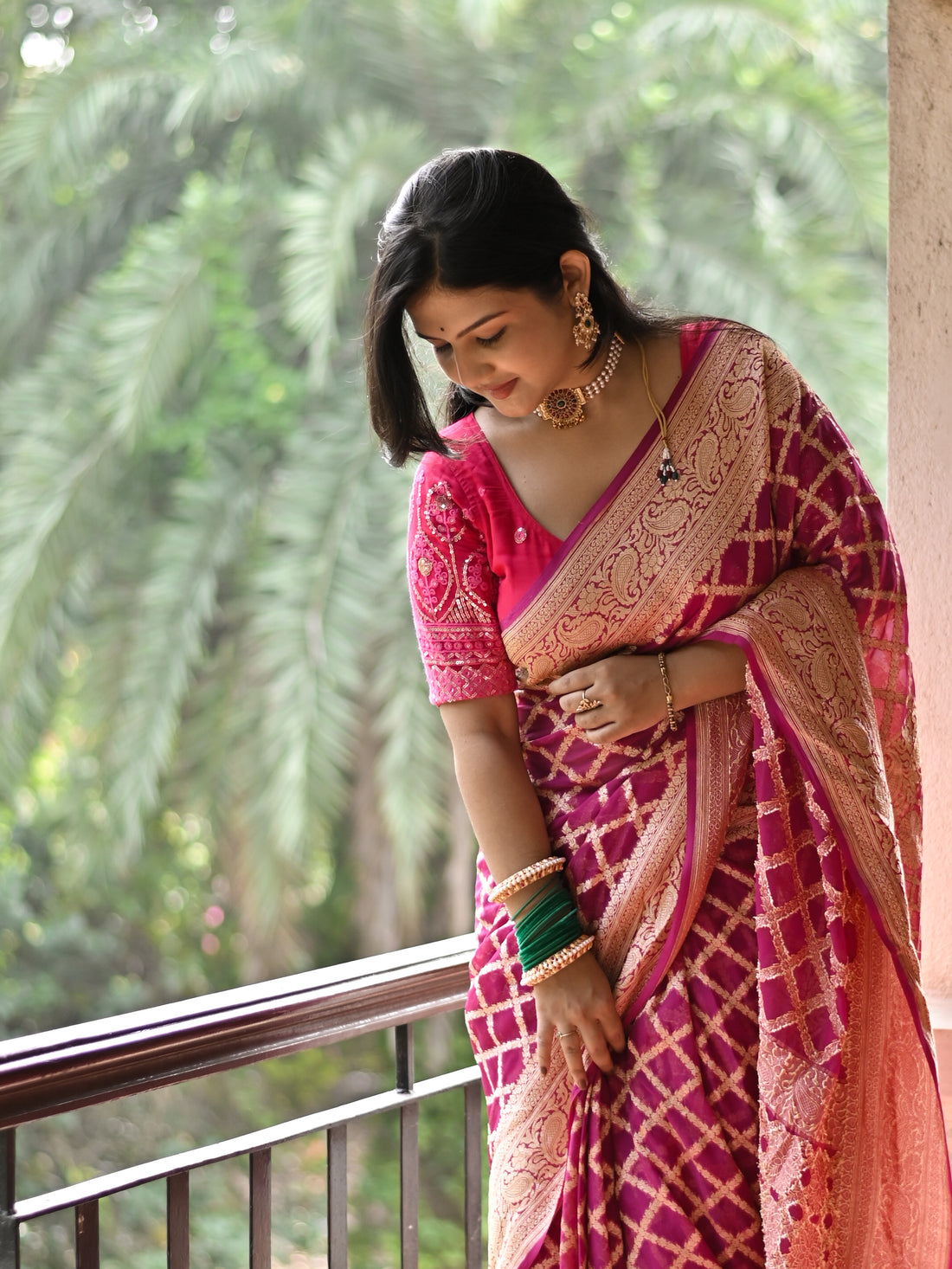 Rani Pink Khaddi Banarasi Saree