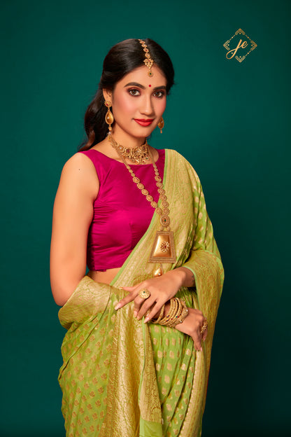 Mehndi Green Pure Khaddi Banarasi Saree