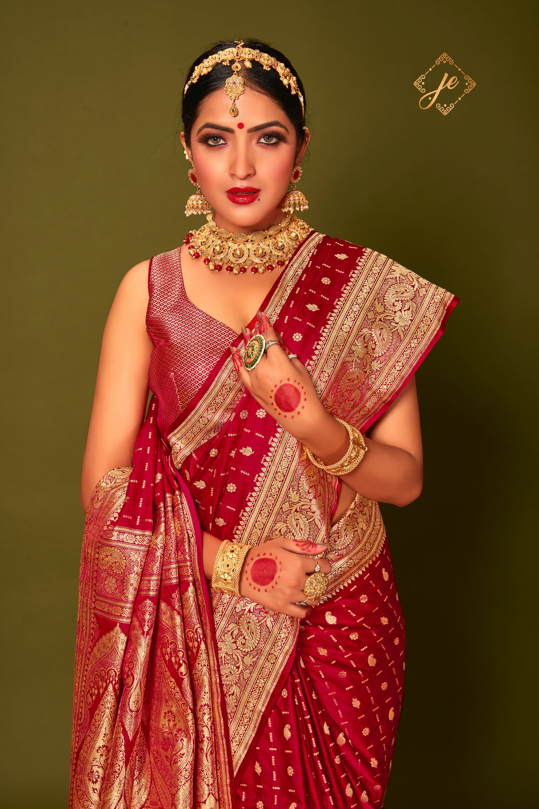 Red Pure Satin Silk Banarasi Handloom Saree