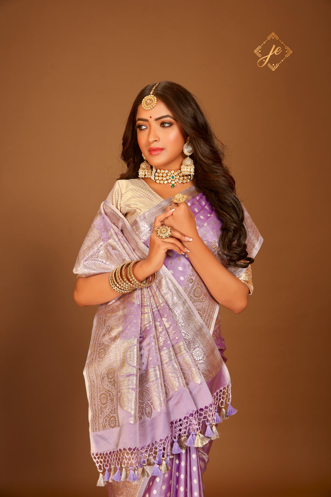 Mauve Satin Silk Banarasi Saree