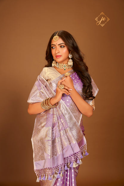 Mauve Satin Silk Banarasi Saree