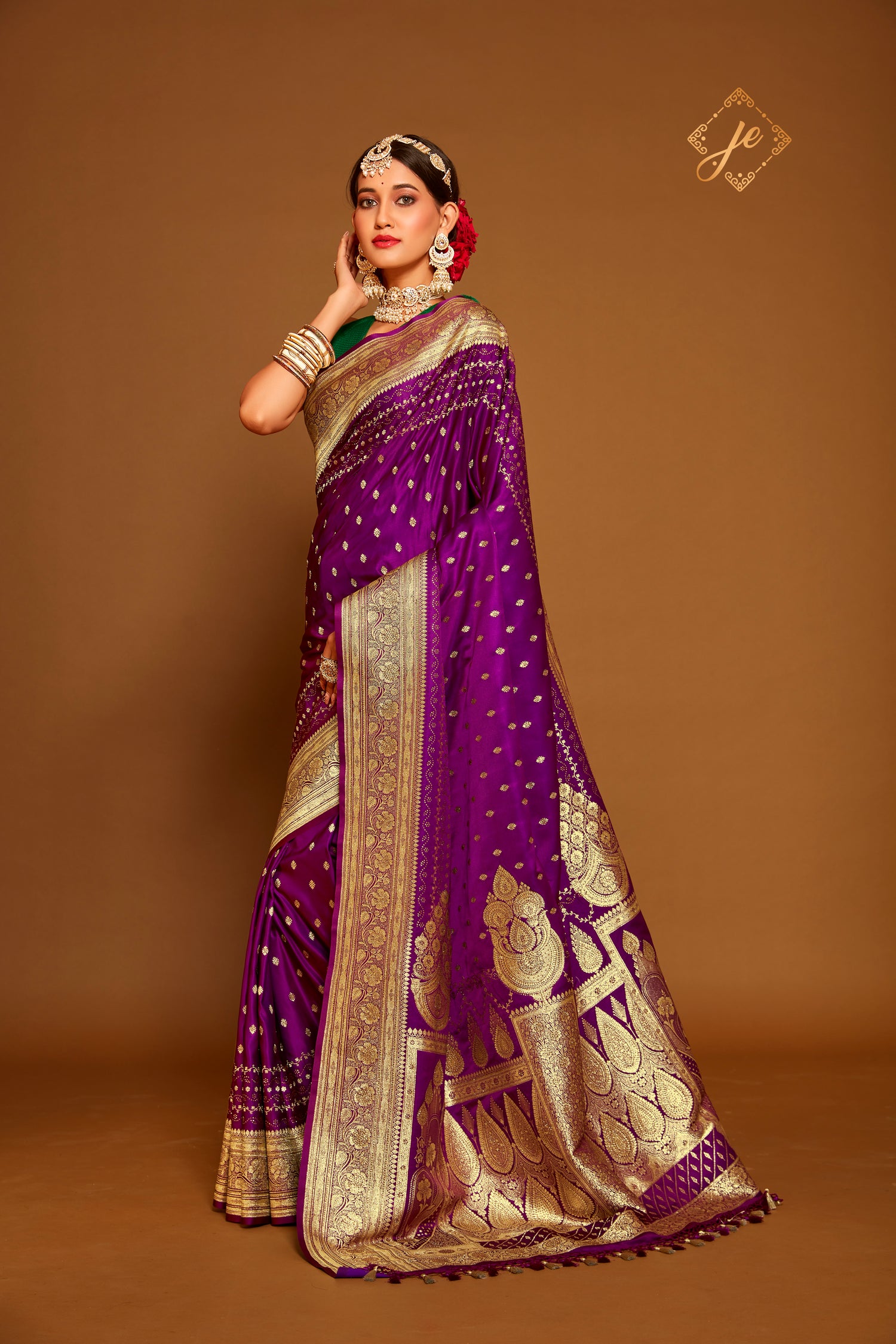 Dark Magenta Satin Silk Banarasi Saree