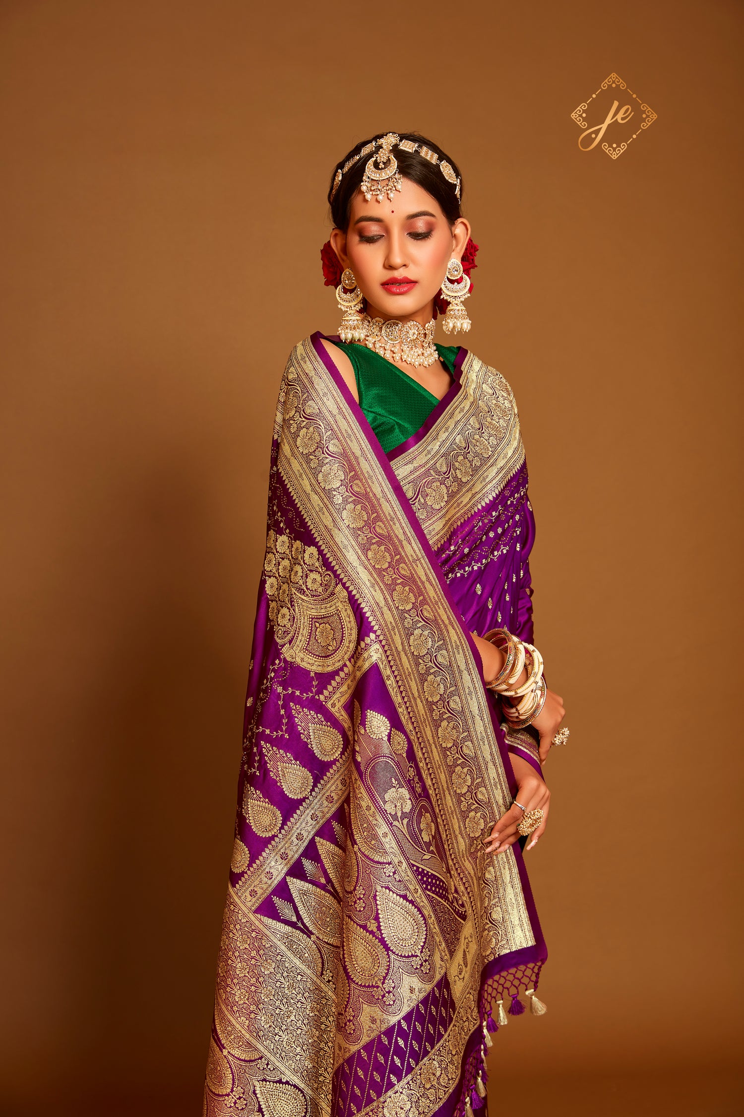 Dark Magenta Satin Silk Banarasi Saree