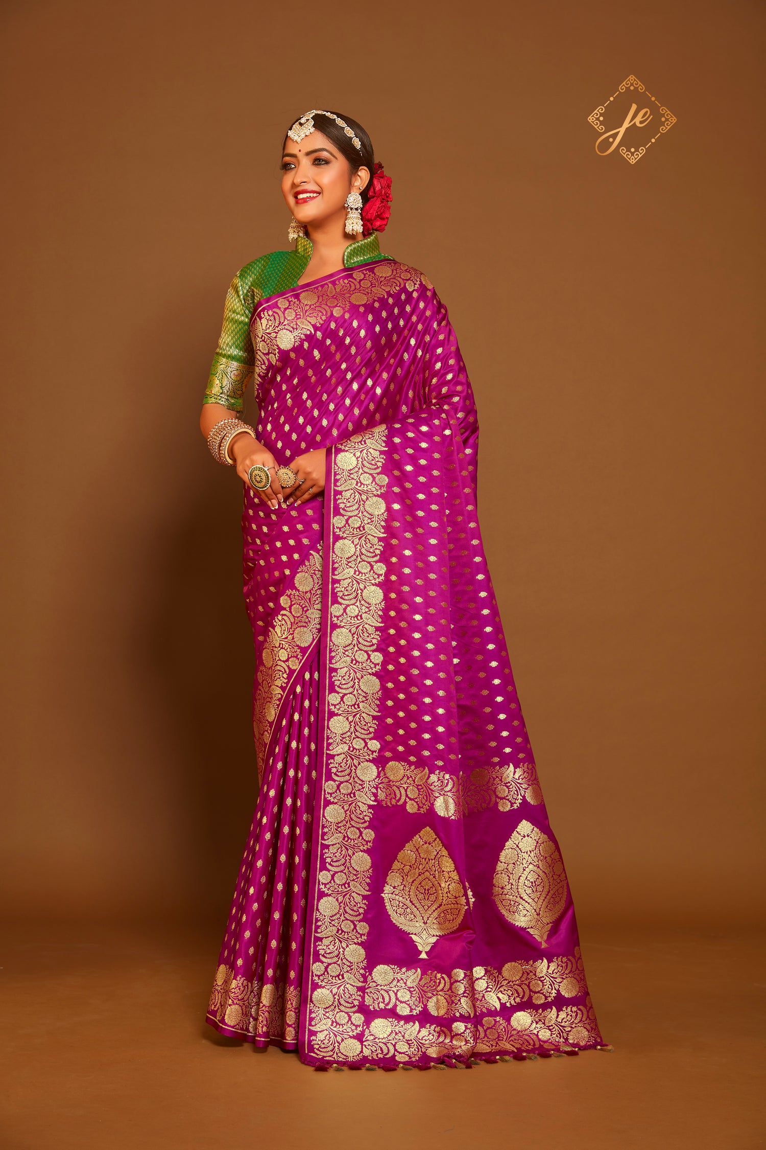 Magenta Satin Silk Fancy Border Banarasi Saree