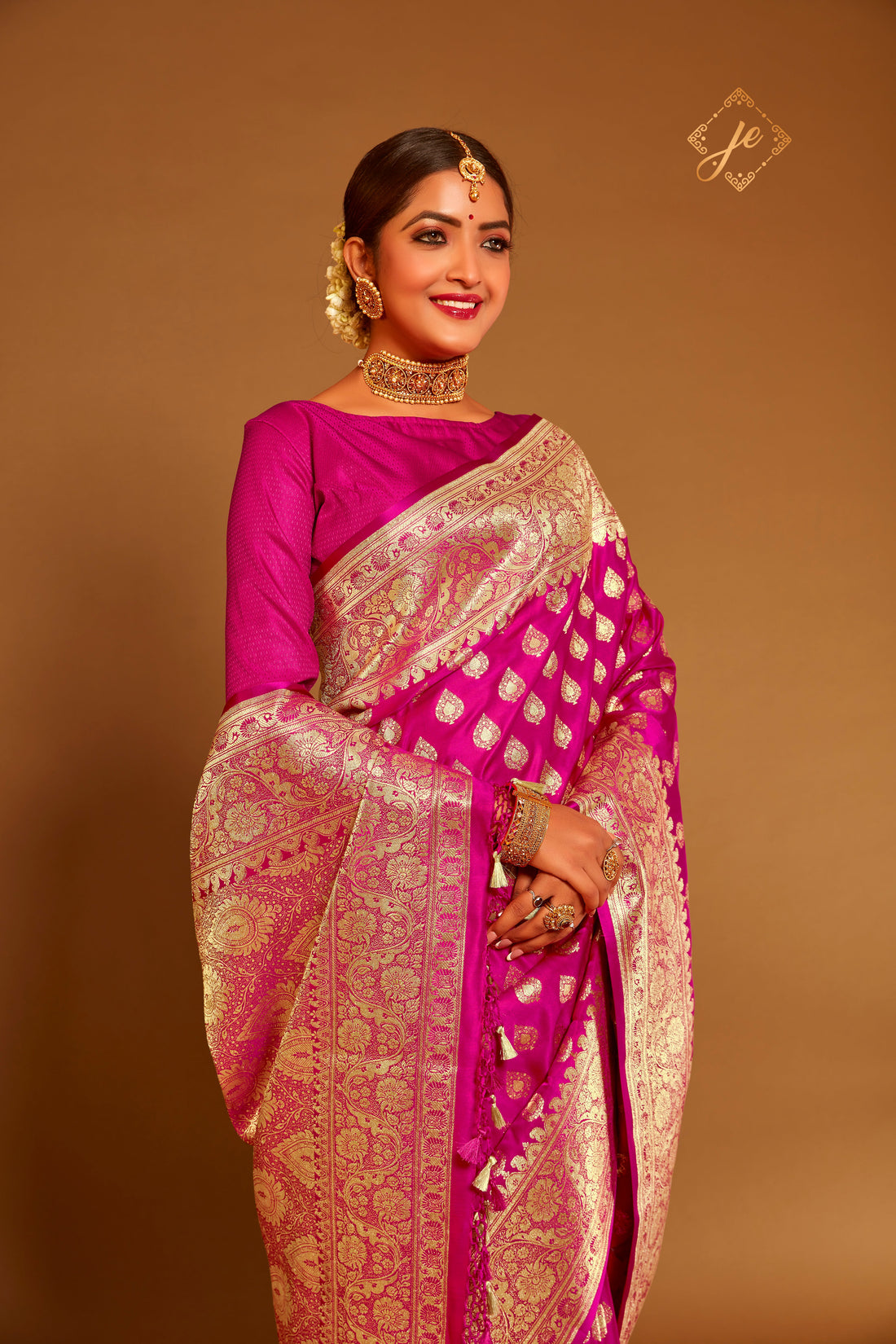 Rani Pink Satin Silk Banarasi Saree