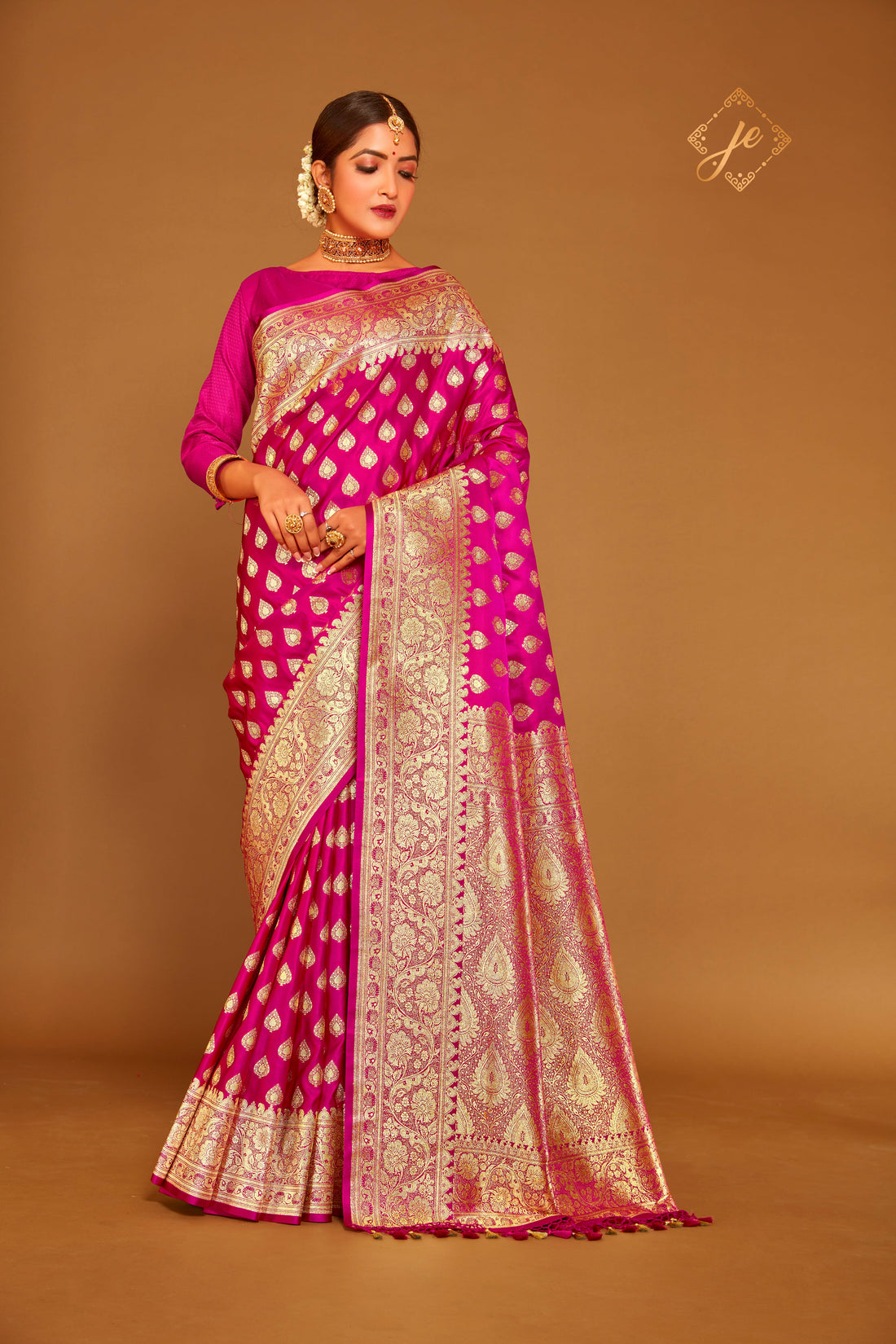 Rani Pink Satin Silk Banarasi Saree