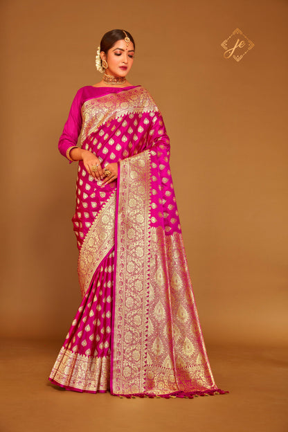 Rani Pink Satin Silk Banarasi Saree