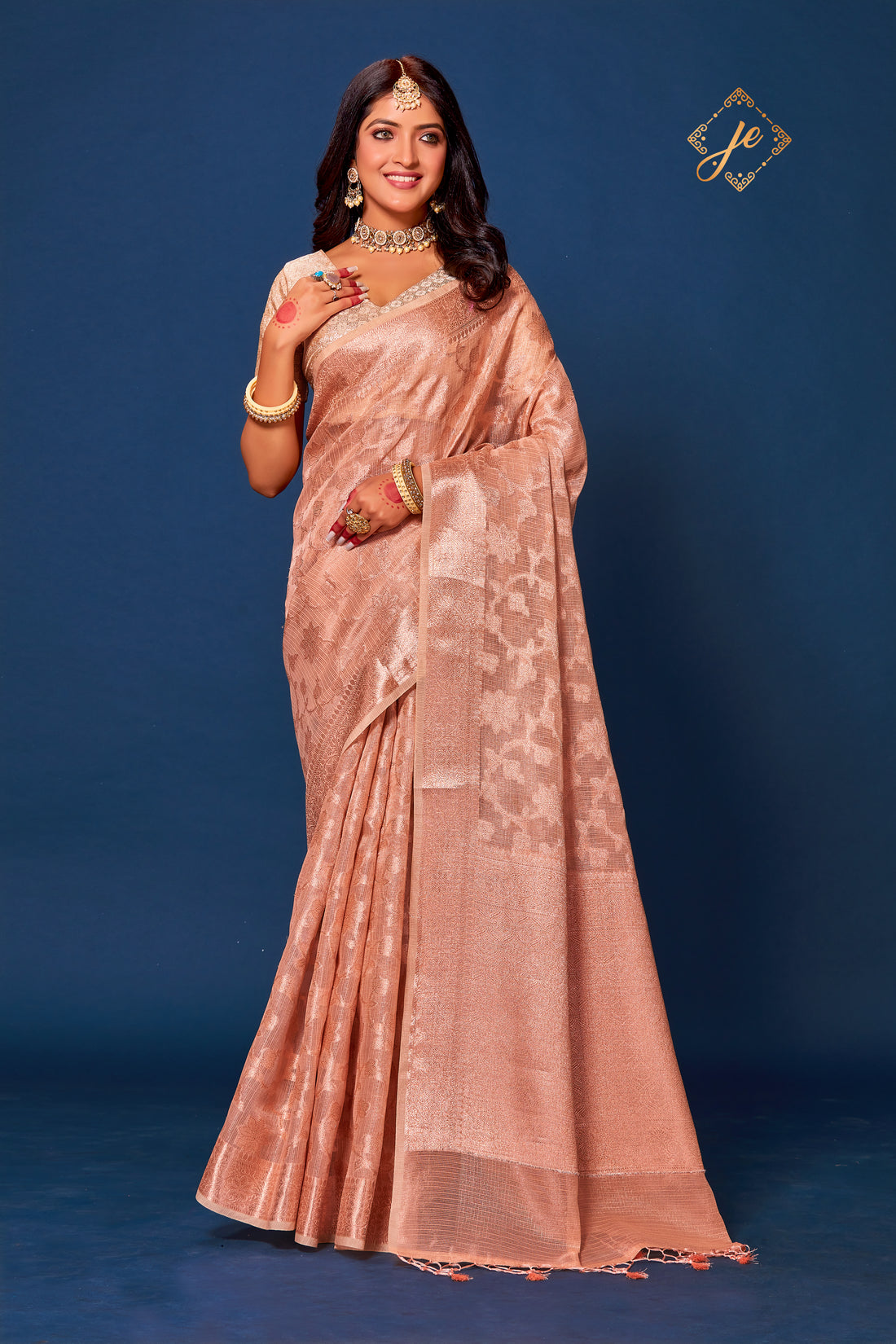 Beige Kora Tissue Banarasi Saree