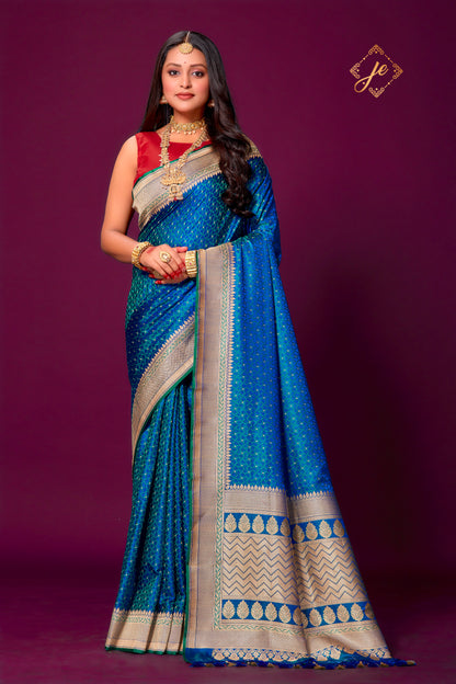 Sapphire Blue Pure Handloom Banarasi Saree