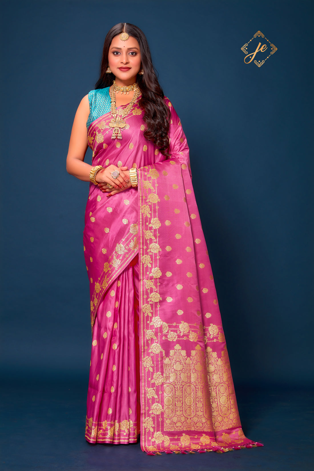 Gazari Pink Pure Handloom Silk Banarasi Saree