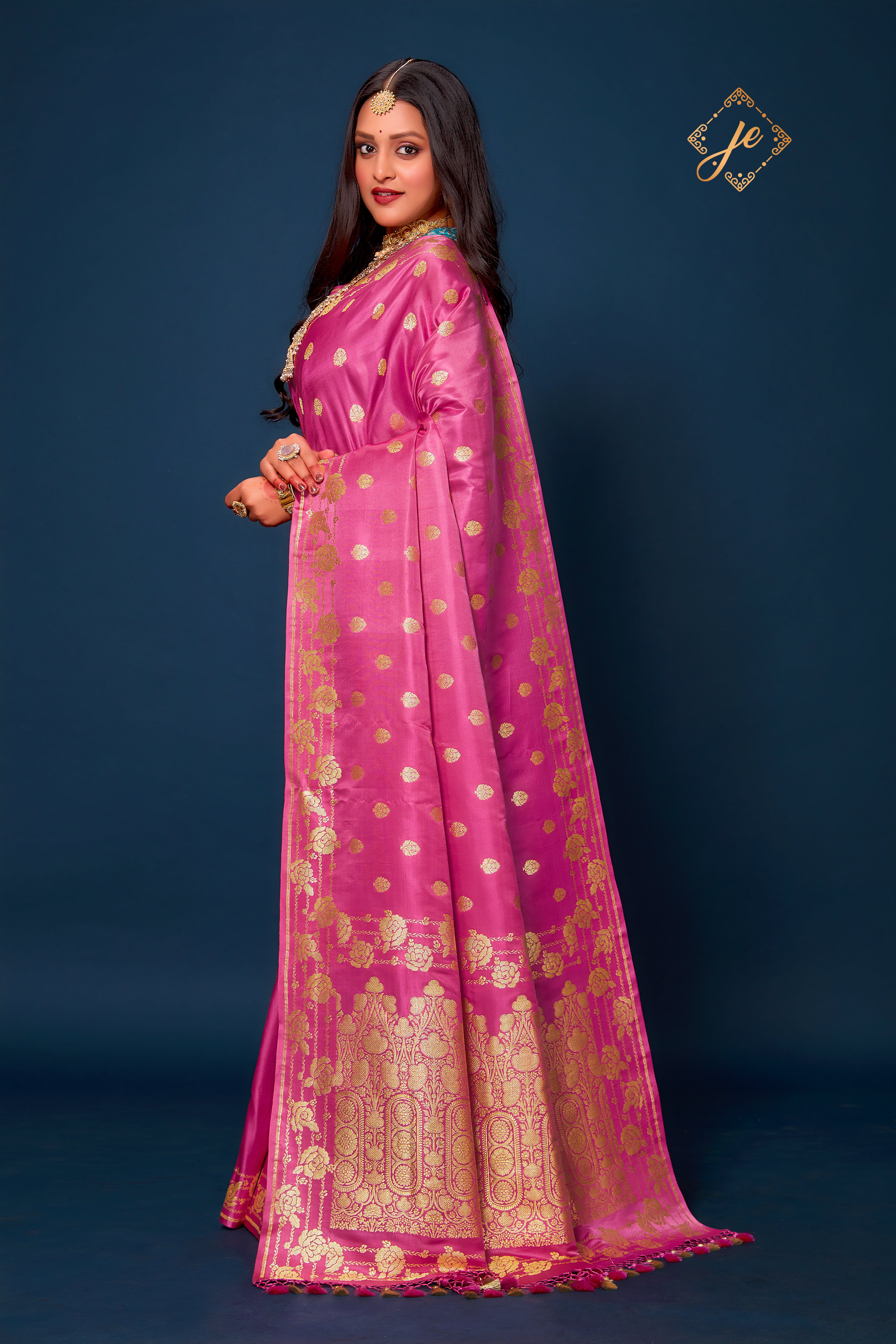 Gazari Pink Pure Handloom Silk Banarasi Saree